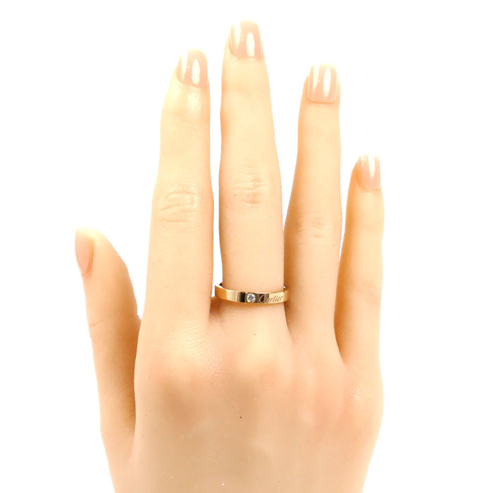CARTIER カルティエ K18PG ピンクゴールド エングレーブド 1Pダイヤ リング・指輪 B4086455 ダイヤモンド 15号 55 3.7g レディース【中古】【美品】