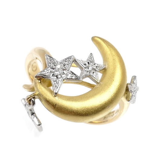 NOBUKO ISHIKAWA 石川暢子 K18YG イエローゴールド Pt900プラチナ As Time ムーン＆スター リング・指輪 ダイヤモンド 16号 5.3g レディース【中古】