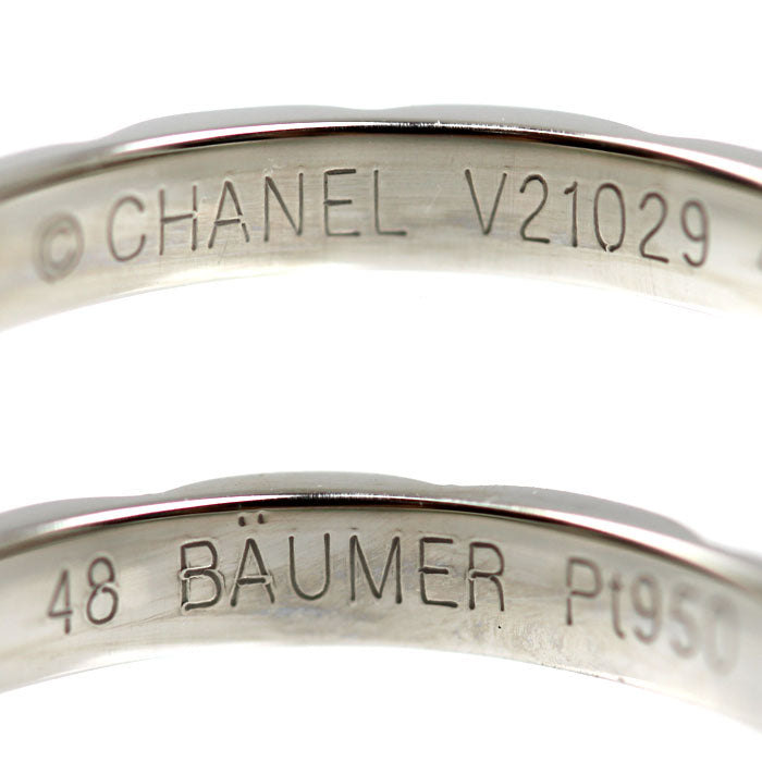 CHANEL シャネル Pt950プラチナ マトラッセ 3Pダイヤ リング・指輪 ダイヤモンド 8号 48 2.9g レディース【中古】【美品】