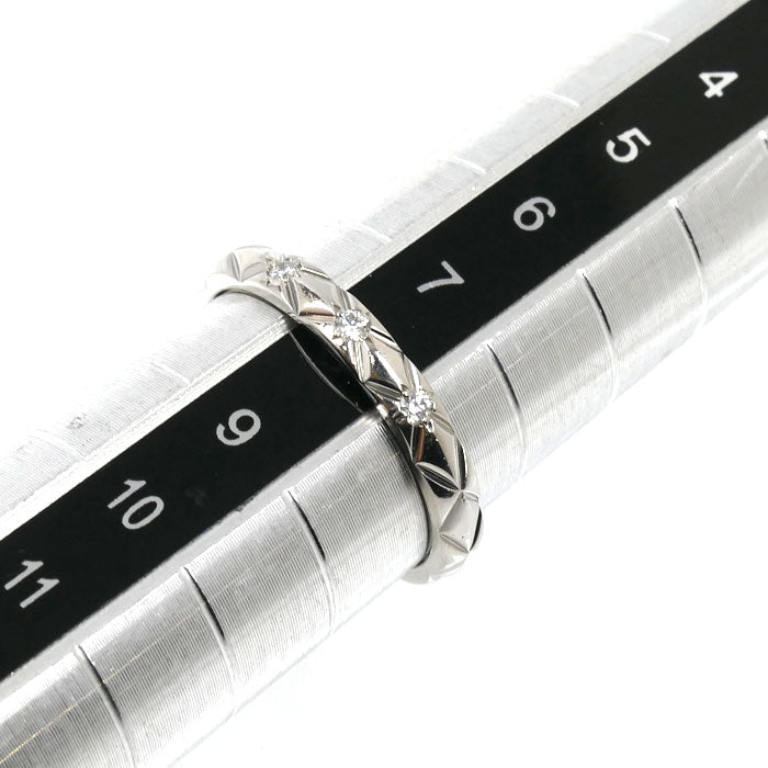 CHANEL シャネル Pt950プラチナ マトラッセ 3Pダイヤ リング・指輪 ダイヤモンド 8号 48 2.9g レディース【中古】【美品】