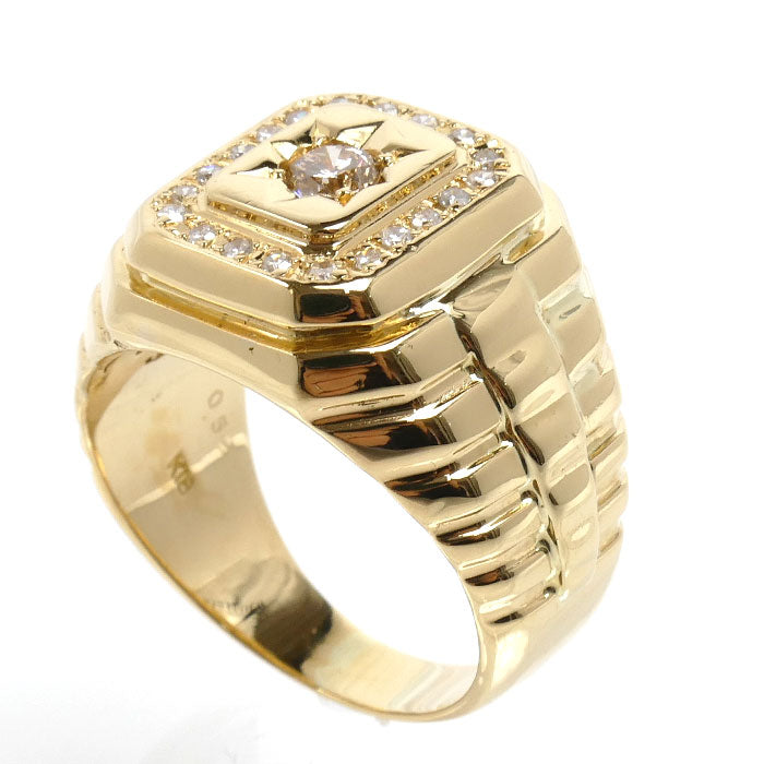 K18YG イエローゴールド リング・指輪 ダイヤモンド0.52ct 21号 16.4g メンズ【中古】