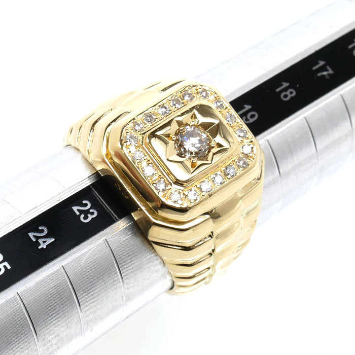 K18YG イエローゴールド リング・指輪 ダイヤモンド0.52ct 21号 16.4g メンズ【中古】
