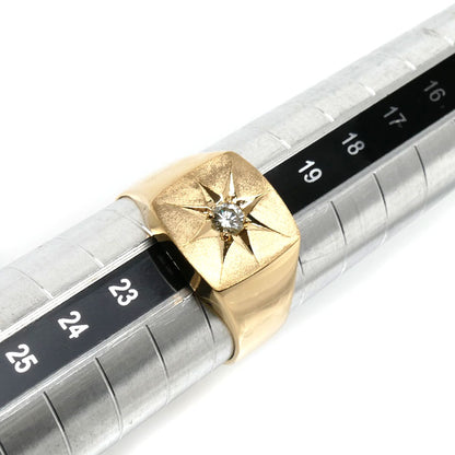 K18YG イエローゴールド 印台 リング・指輪 ダイヤモンド0.13ct 21号 11.9g メンズ【中古】【美品】