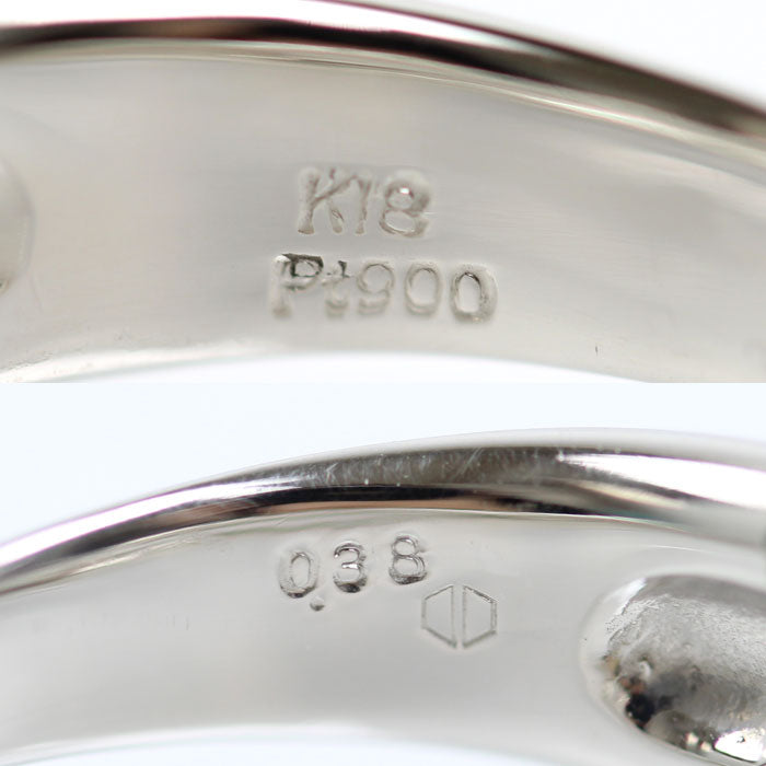 Pt900プラチナ K18YG イエローゴールド リング・指輪 ダイヤモンド0.38ct 21号 10.8g メンズ【中古】【美品】