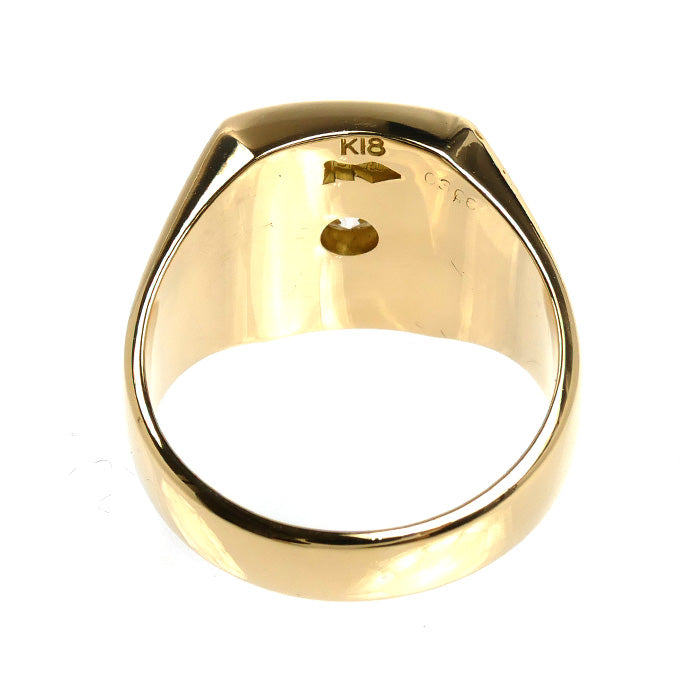 K18YG イエローゴールド 印台 リング・指輪 ダイヤモンド0.306ct 22号 19.7g メンズ【中古】【美品】