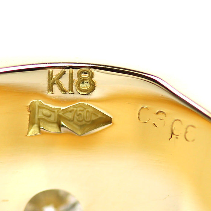 K18YG イエローゴールド 印台 リング・指輪 ダイヤモンド0.306ct 22号 19.7g メンズ【中古】【美品】