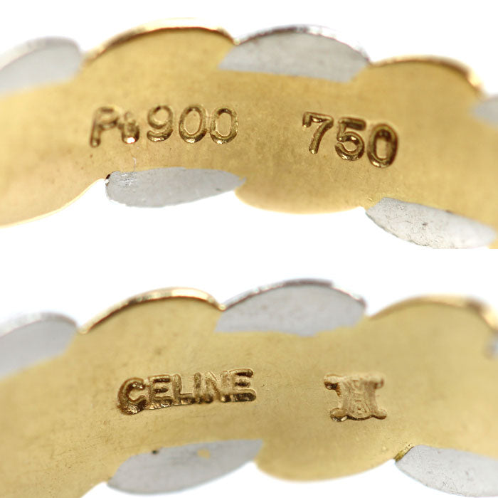CELINE セリーヌ K18YG イエローゴールド Pt900プラチナ マカダム リング・指輪 13号 4.2g レディース【中古】