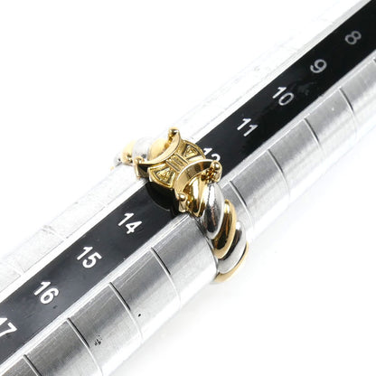 CELINE セリーヌ K18YG イエローゴールド Pt900プラチナ マカダム リング・指輪 13号 4.2g レディース【中古】