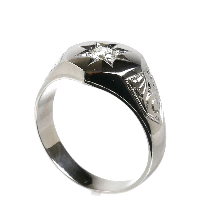 Pt900プラチナ リング・指輪 ダイヤモンド0.23ct 21号 14.1g メンズ【中古】