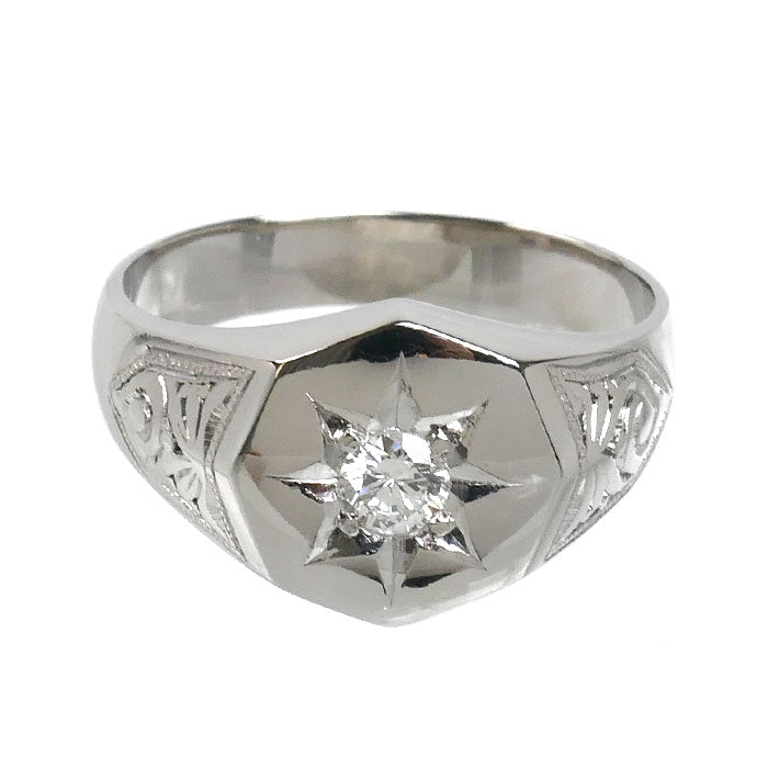 Pt900プラチナ リング・指輪 ダイヤモンド0.23ct 21号 14.1g メンズ【中古】
