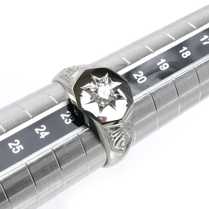 Pt900プラチナ リング・指輪 ダイヤモンド0.23ct 21号 14.1g メンズ【中古】