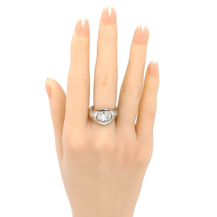 Pt900プラチナ リング・指輪 ダイヤモンド0.23ct 21号 14.1g メンズ【中古】