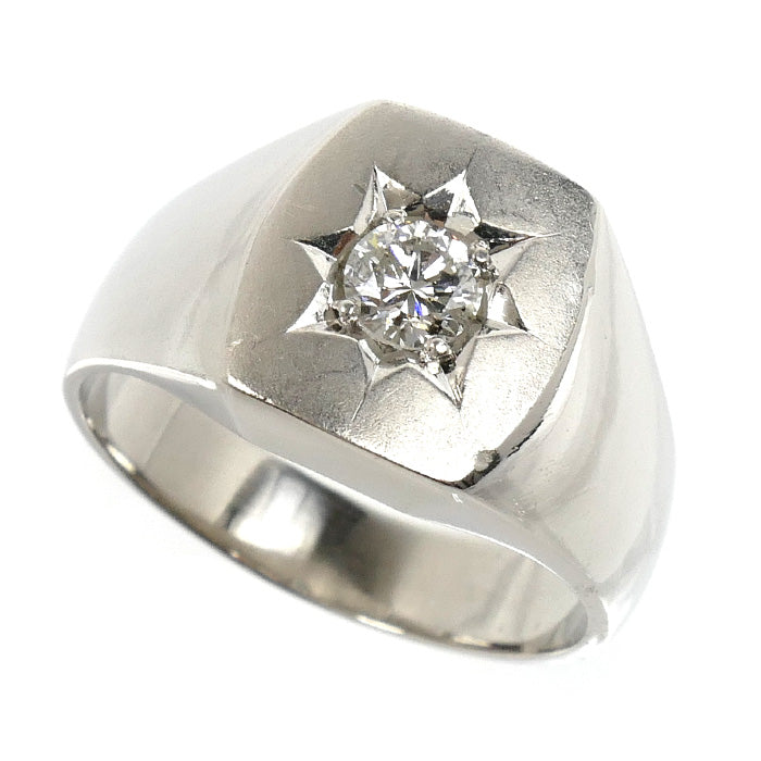 Pt900プラチナ 印台 リング・指輪 ダイヤモンド0.35ct 20号 14.3g メンズ【中古】