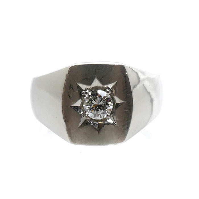 Pt900プラチナ 印台 リング・指輪 ダイヤモンド0.35ct 20号 14.3g メンズ【中古】