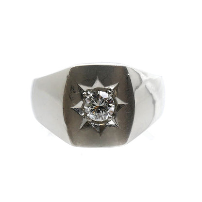 Pt900プラチナ 印台 リング・指輪 ダイヤモンド0.35ct 20号 14.3g メンズ【中古】