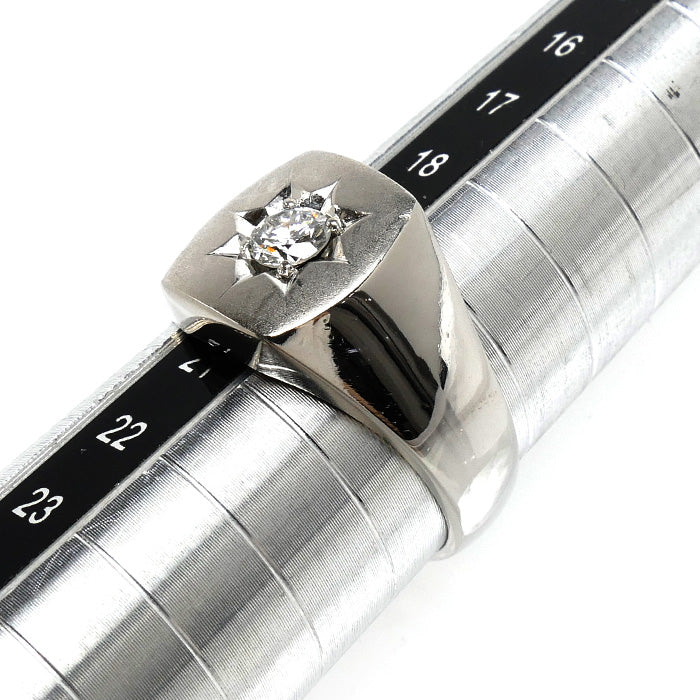 Pt900プラチナ 印台 リング・指輪 ダイヤモンド0.35ct 20号 14.3g メンズ【中古】