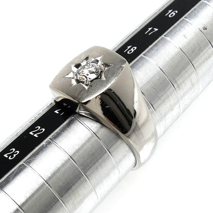 Pt900プラチナ 印台 リング・指輪 ダイヤモンド0.35ct 20号 14.3g メンズ【中古】