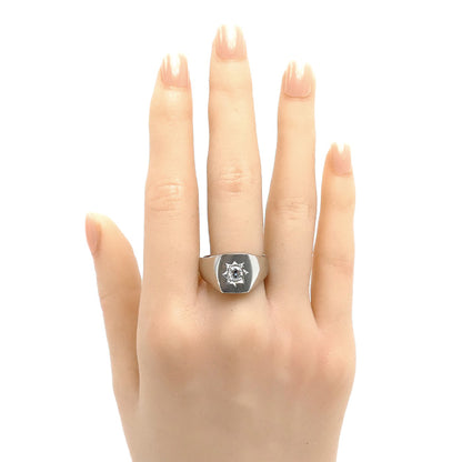 Pt900プラチナ 印台 リング・指輪 ダイヤモンド0.35ct 20号 14.3g メンズ【中古】