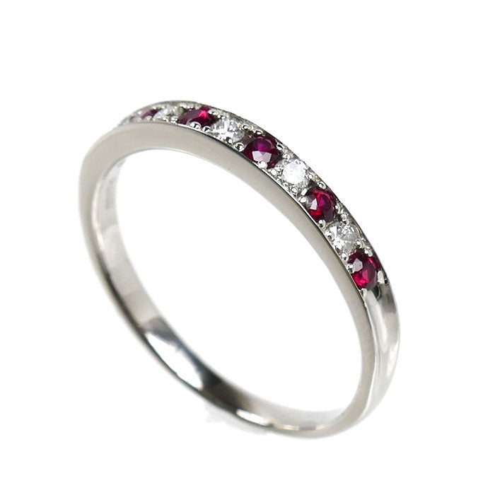 Pt900プラチナ リング・指輪 ルビー0.25ct ダイヤモンド0.15ct 18号 3.4g レディース【中古】【美品】