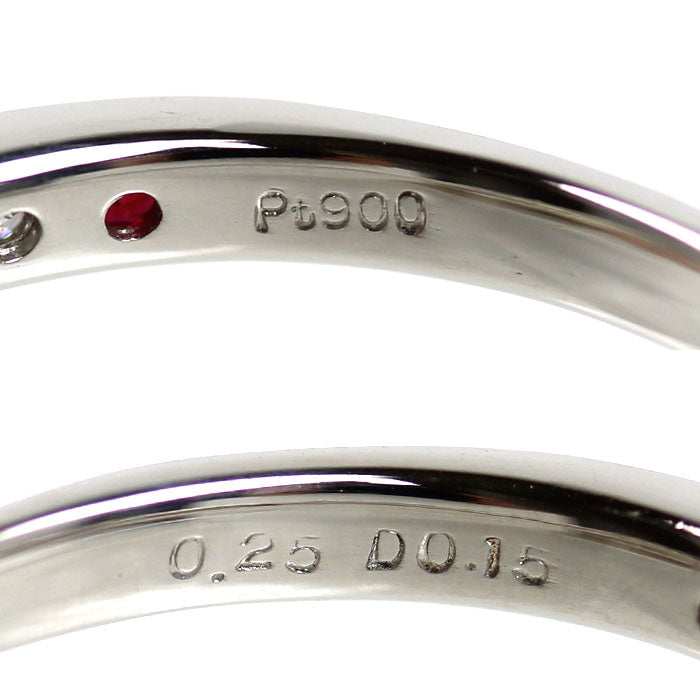 Pt900プラチナ リング・指輪 ルビー0.25ct ダイヤモンド0.15ct 18号 3.4g レディース【中古】【美品】