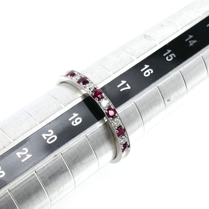 Pt900プラチナ リング・指輪 ルビー0.25ct ダイヤモンド0.15ct 18号 3.4g レディース【中古】【美品】