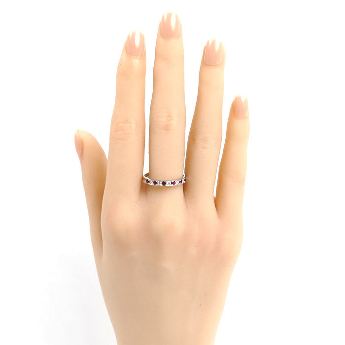 Pt900プラチナ リング・指輪 ルビー0.25ct ダイヤモンド0.15ct 18号 3.4g レディース【中古】【美品】