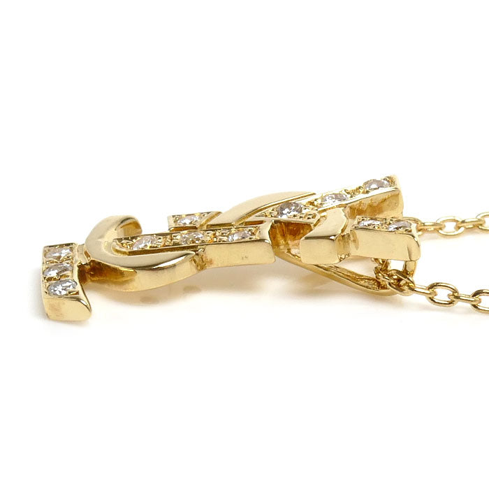 SAINT LAURENT サンローラン K18YG イエローゴールド ネックレス ダイヤモンド0.11ct 3.3g 40cm レディース【中古】