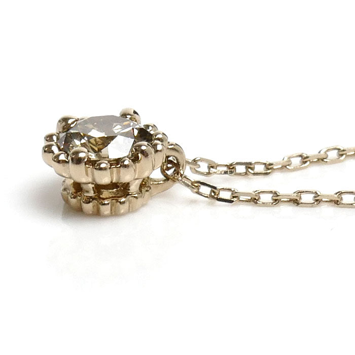 KASHIKEY カシケイ K18BG ネックレス ダイヤモンド0.20ct 1.5g ～45cm フリーチェーン ミル打ち レディース【中古】