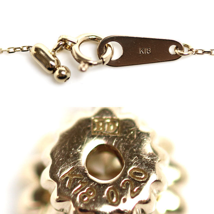 KASHIKEY カシケイ K18BG ネックレス ダイヤモンド0.20ct 1.5g ～45cm フリーチェーン ミル打ち レディース【中古】