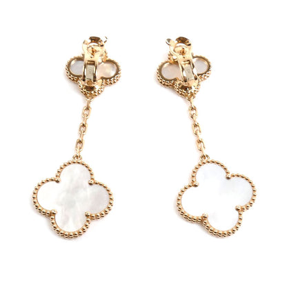 Van Cleef & Arpels ヴァンクリーフ＆アーペル K18PG ピンクゴールド マジックアルハンブラ 2モチーフ マザーオブパール ピアス VCARP3SJ00 14.6g セミオーダー品 レディース【中古】【美品】