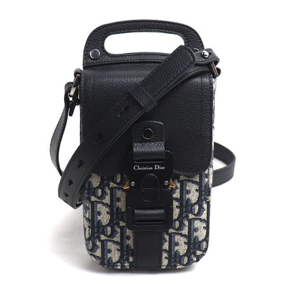 Dior ディオール オブリーク サドルバーティカルポーチ ショルダーバッグ ブラック 2ADCA44 ユニセックス【中古】【美品】