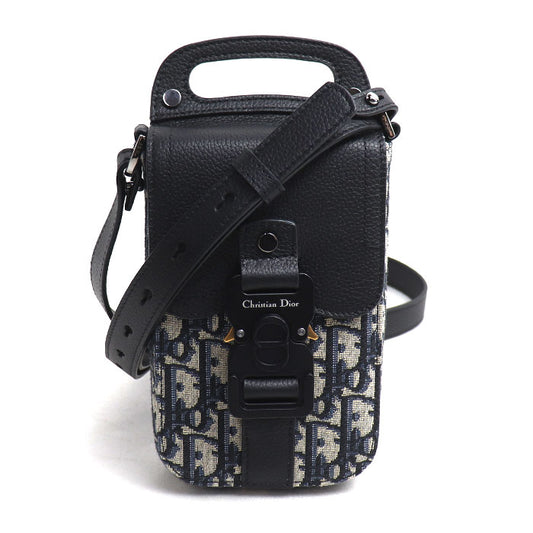 Dior ディオール オブリーク サドルバーティカルポーチ ショルダーバッグ ブラック 2ADCA44 ユニセックス【中古】【美品】