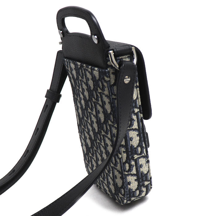 Dior ディオール オブリーク サドルバーティカルポーチ ショルダーバッグ ブラック 2ADCA44 ユニセックス【中古】【美品】