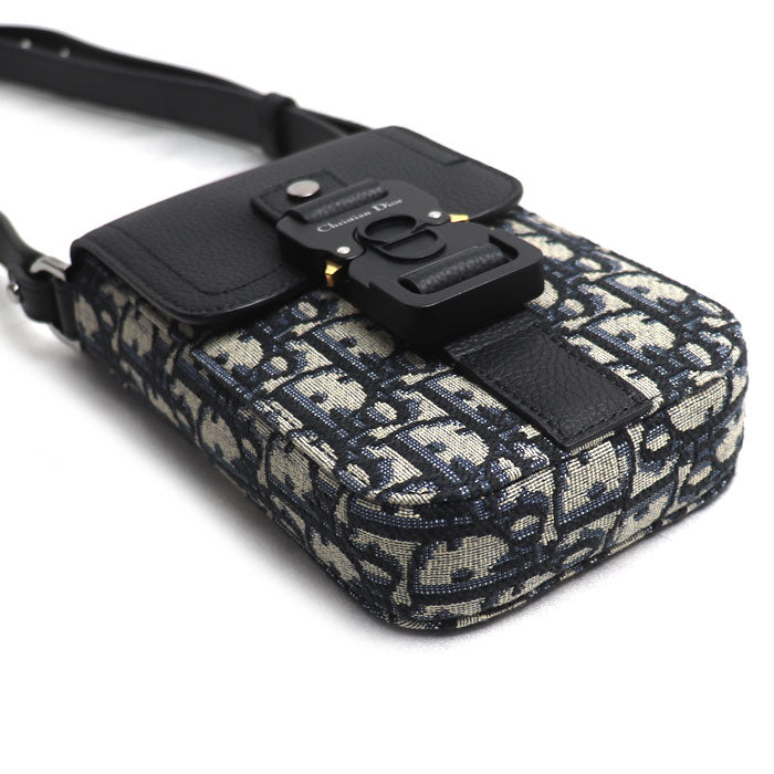 Dior ディオール オブリーク サドルバーティカルポーチ ショルダーバッグ ブラック 2ADCA44 ユニセックス【中古】【美品】
