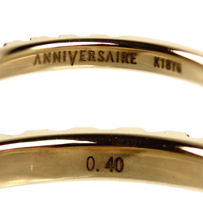 K18YG イエローゴールド リング・指輪 ダイヤモンド0.40ct 8号 1.9g レディース【中古】