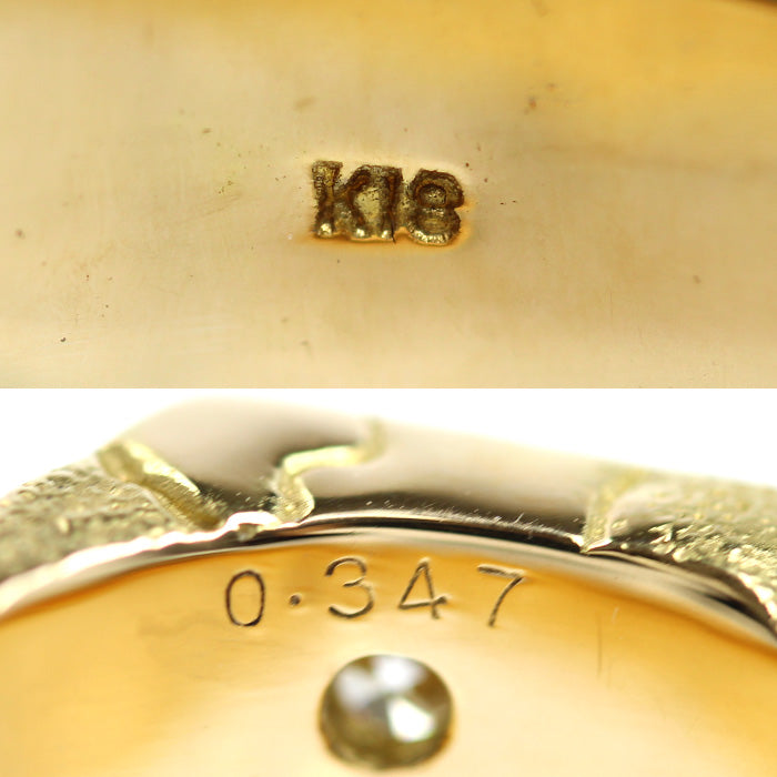 K18YG イエローゴールド リング・指輪 ダイヤモンド0.347ct 19号 19.6g メンズ【中古】