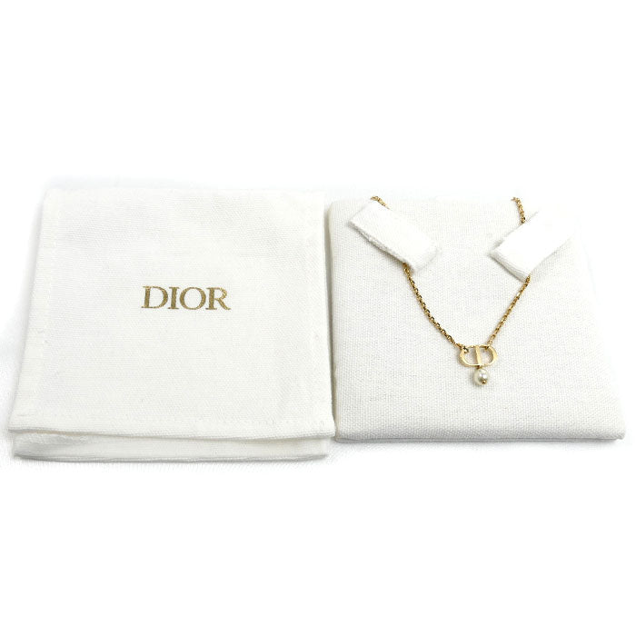 Dior ディオール フェイクパール メタル Petit CD ネックレス N1390PTCRS_D301 38/42cm レディース【中古】