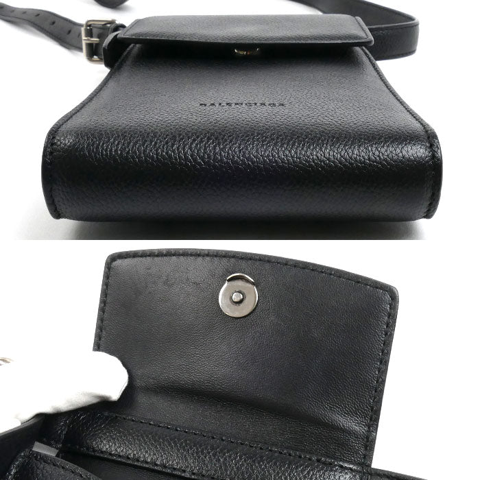 BALENCIAGA バレンシアガ ゴースト フォンホルダー ショルダーバッグ ブラック 618868 ユニセックス【中古】