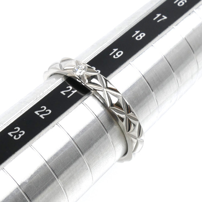 CHANEL シャネル Pt950プラチナ マトラッセ 1PD リング・指輪 J2822 ダイヤモンド 20.5号 61 6.2g メンズ【中古】【美品】