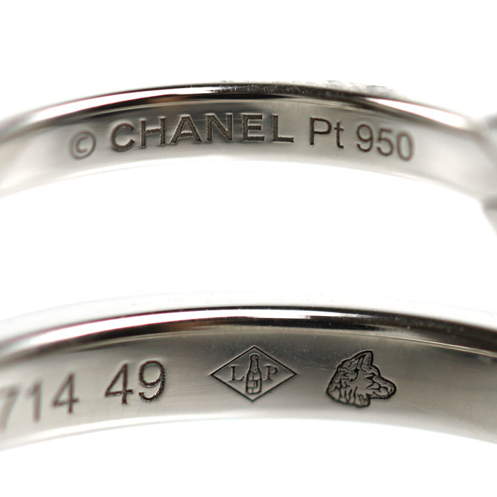 CHANEL シャネル Pt950プラチナ カメリア リング・指輪 J11885 ダイヤモンド 8.5号 49 3.5g レディース【中古】【美品】