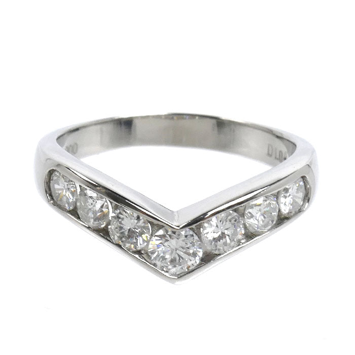 Pt900プラチナ リング・指輪 ダイヤモンド1.04ct 16号 5.9g V字 レディース【中古】【美品】