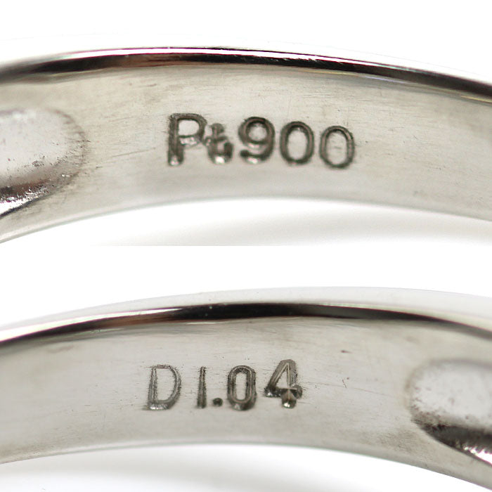 Pt900プラチナ リング・指輪 ダイヤモンド1.04ct 16号 5.9g V字 レディース【中古】【美品】