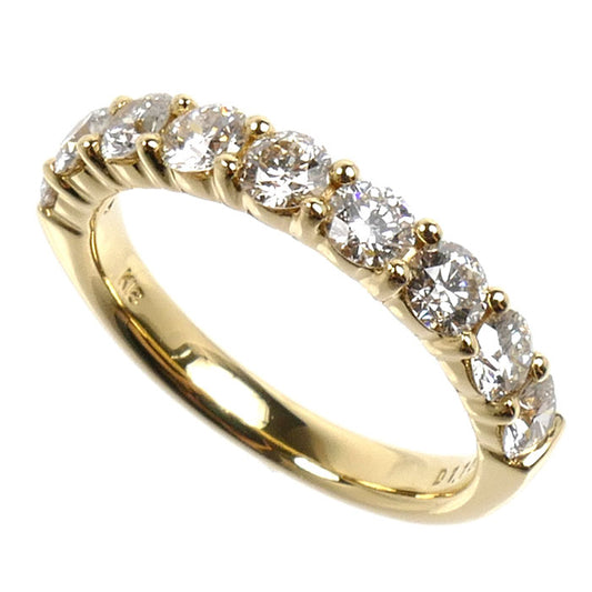 K18YG イエローゴールド ハーフエタニティ リング・指輪 ダイヤモンド1.15ct 12号 4.0g レディース【中古】【美品】