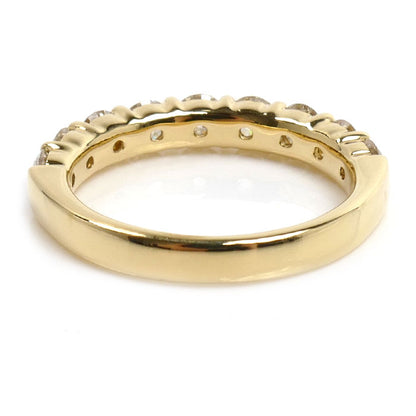 K18YG イエローゴールド ハーフエタニティ リング・指輪 ダイヤモンド1.15ct 12号 4.0g レディース【中古】【美品】