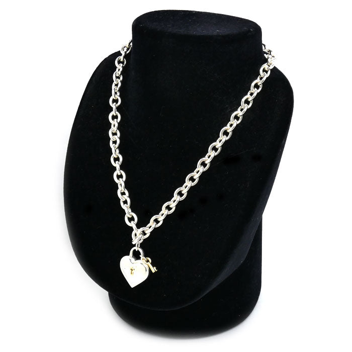 TIFFANY&Co. ティファニー シルバー925 K18YG イエローゴールド ハートロック ネックレス 60.5g 40cm レディース【中古】