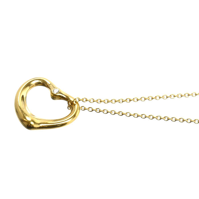 TIFFANY&Co. ティファニー K18YG イエローゴールド オープンハート ネックレス ダイヤモンド 4.0g 40.5cm レディース【中古】