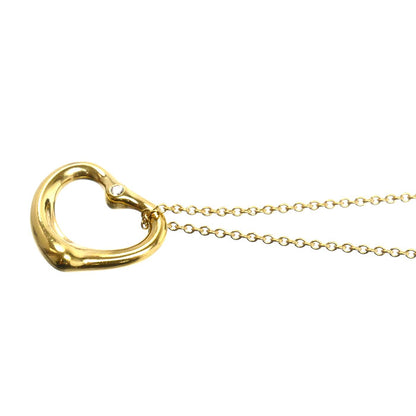TIFFANY&Co. ティファニー K18YG イエローゴールド オープンハート ネックレス ダイヤモンド 4.0g 40.5cm レディース【中古】