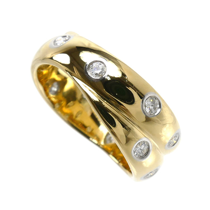 TIFFANY&Co. ティファニー K18YG イエローゴールド Pt900プラチナ ドッツ ツイスト リング・指輪 ダイヤモンド 10号 6.4g レディース【中古】【美品】