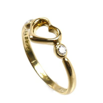 TIFFANY&Co. ティファニー K18YG イエローゴールド オープンハート リング・指輪 ダイヤモンド 9号 1.7g レディース【中古】