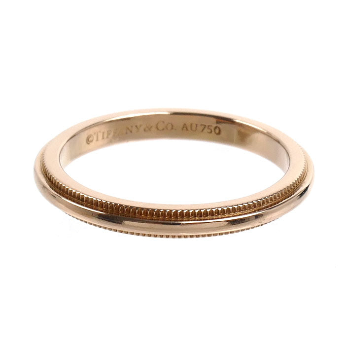 TIFFANY&Co. ティファニー K18PG ピンクゴールド ミルグレイン リング・指輪 9号 2.5g レディース【中古】